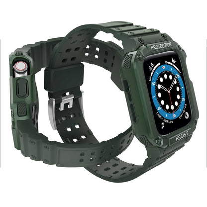 Tough On 2-in-1 Apple Watch Band with Case 42/44/45mm Rugged Protection Green/Green - Toughonstore