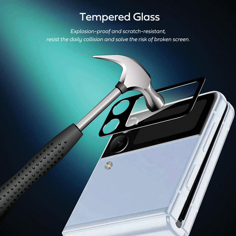 Tough On Samsung Galaxy Z Flip 4 5G Camera Screen Protector Tempered Glass Black