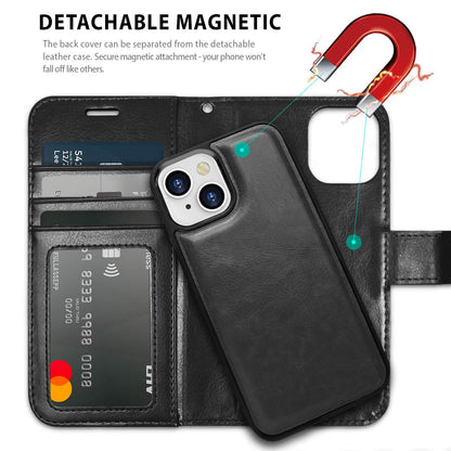 Tough On iPhone 13 Mini Case Magnetic Detachable Leather Black - Toughonstore