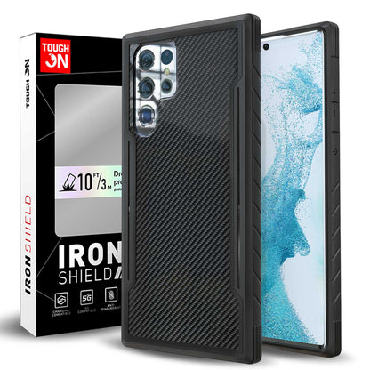 Tough On Samsung Galaxy S22 Ultra 5G Case Iron Shield Carbon Fiber