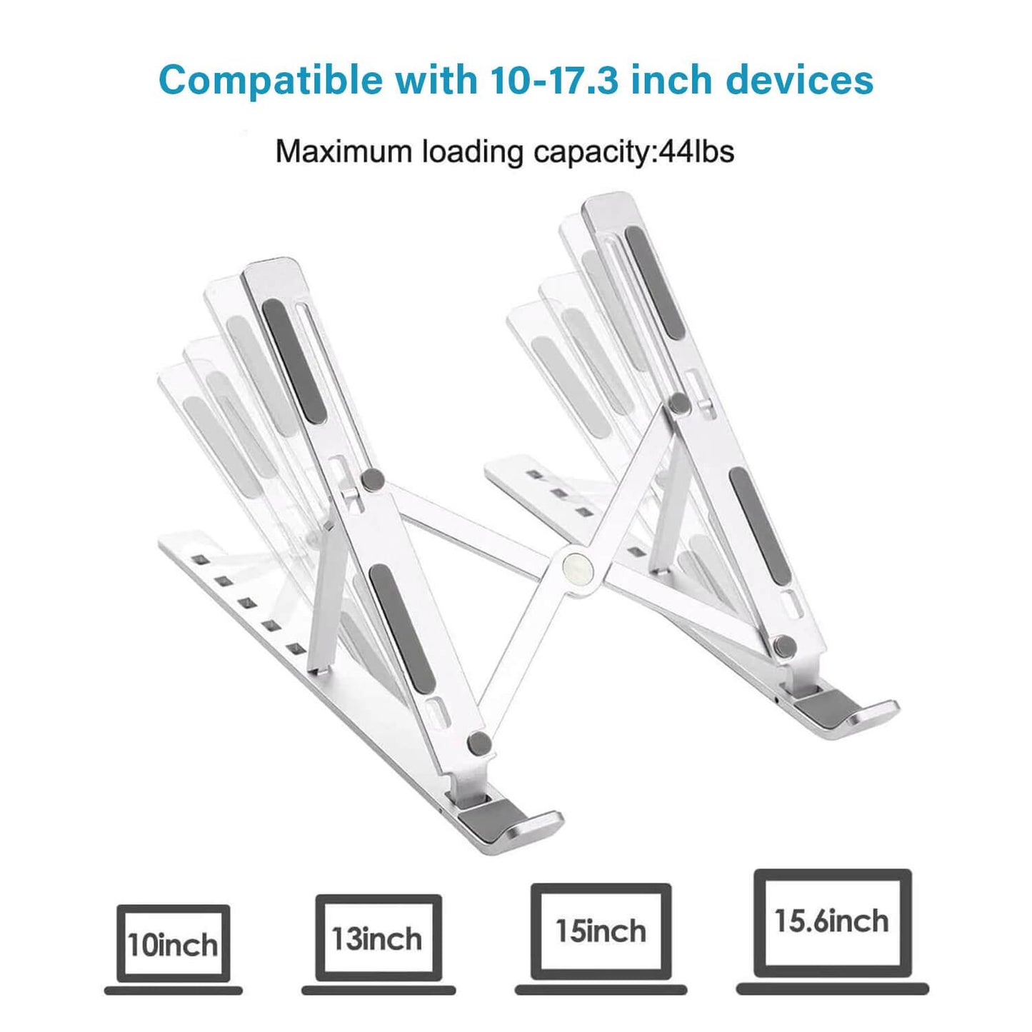 Portable and Foldable Laptop Stand Adjustable Aluminum Silver
