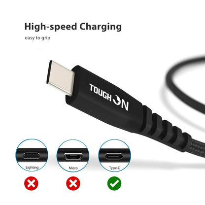 Tough on USB A to USB C Charger Cable 1m Black