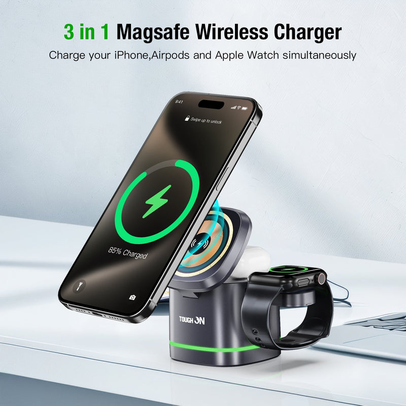Tough On 3-in-1 Wireless Charger Cube with Magsafe