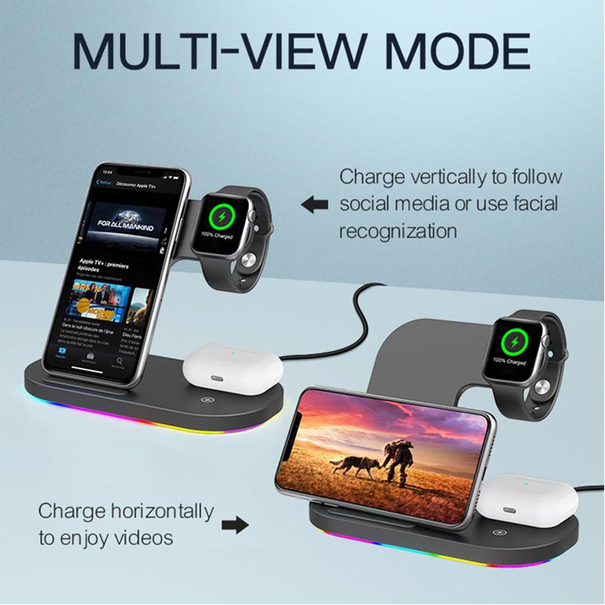 Tough On 3-in-1 Wireless Charger Stand for iPhone, Apple Watch & AirPods