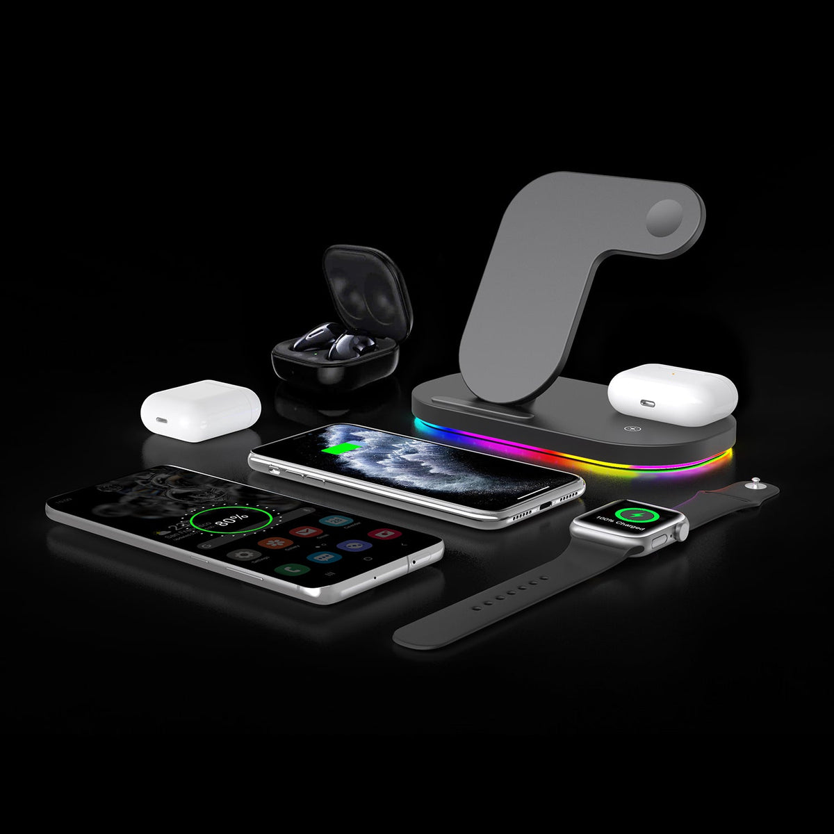 Tough On 3-in-1 Wireless Charger Stand for iPhone, Apple Watch & AirPods