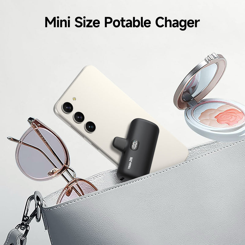 Tough On Mini Portable Charger 5000mAh Power Bank USB C Charging for Samsung Android iPhone 15/15 Plus/Pro/Pro Max