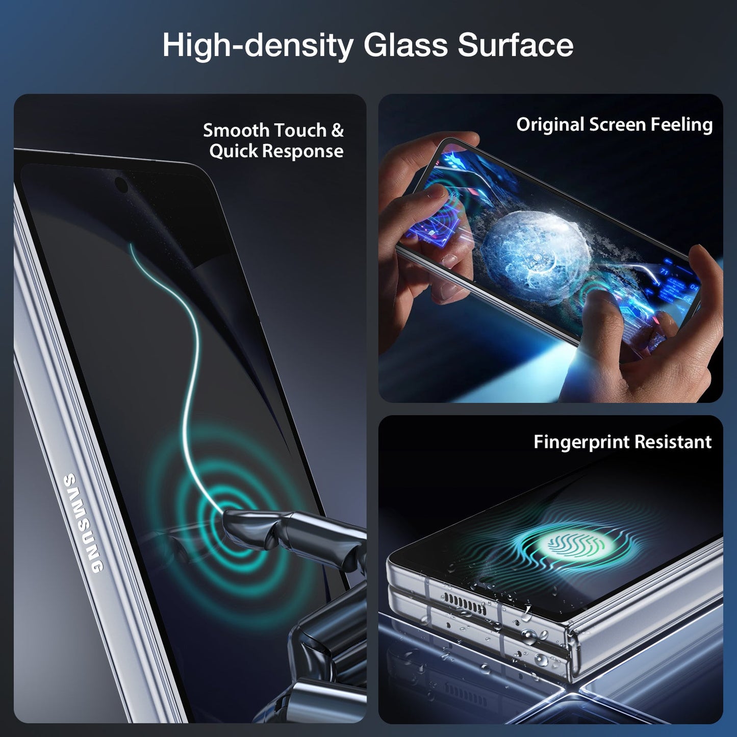 Tough On Samsung Galaxy Z Fold5 5G Tempered Glass Screen Protector with Installation Kit