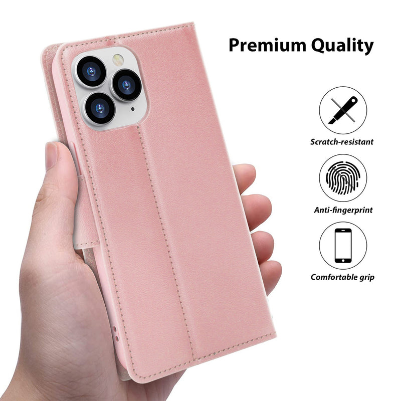 Tough On iPhone 11 Pro Max Case Leather Wallet Cover Rose Gold