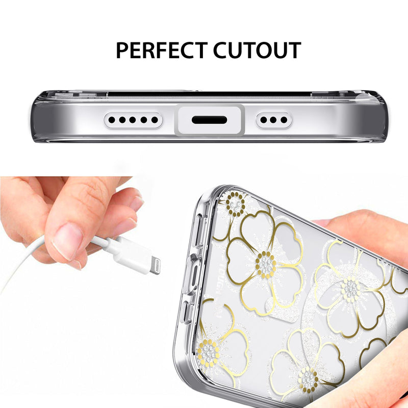 Tough On iPhone 14 Case Floral Emerald With Magsafe