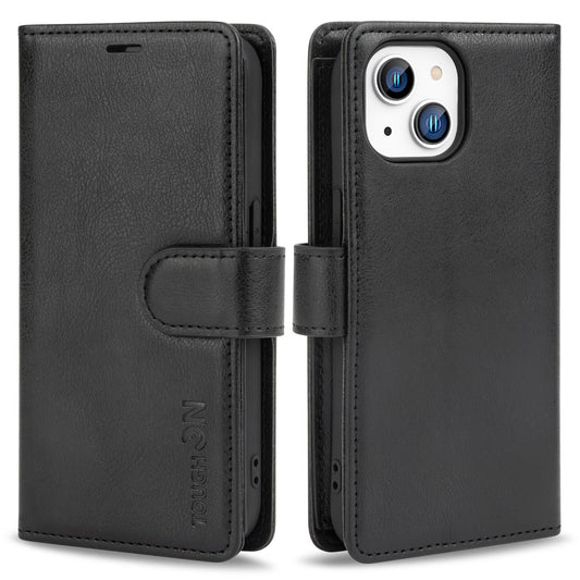 Tough On iPhone 15 Flip Wallet Leather Case Black
