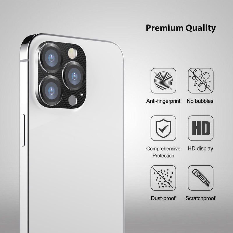 Tough On iPhone 15 Pro Camera Protector Metal Tempered Glass Black