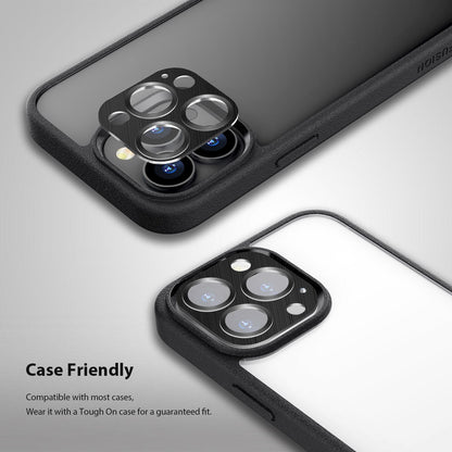 Tough On iPhone 15 Pro Camera Protector Metal Tempered Glass Black