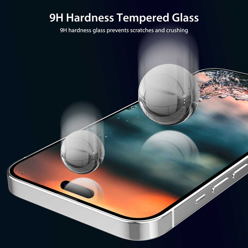 Tough On iPhone 15 Pro Max Double-strong Tempered Glass Screen Protector Black