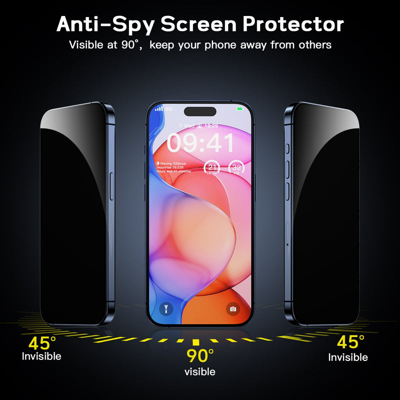 Tough On iPhone 15 Pro Privacy Screen Protector Tough Nano with Installation Kit