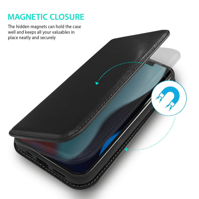 Tough On iPhone 13 Pro Max Case Magnetic Fine Detachable Leather Black - Toughonstore