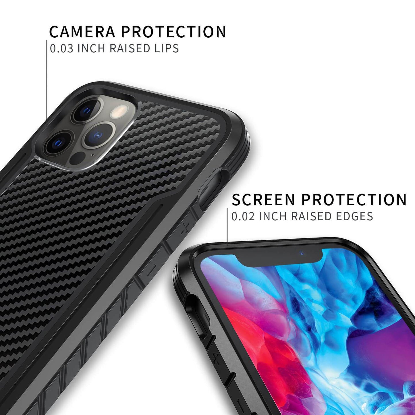 Tough On iPhone 12 / iPhone 12 Pro Case Iron Shield Carbon Fiber Black