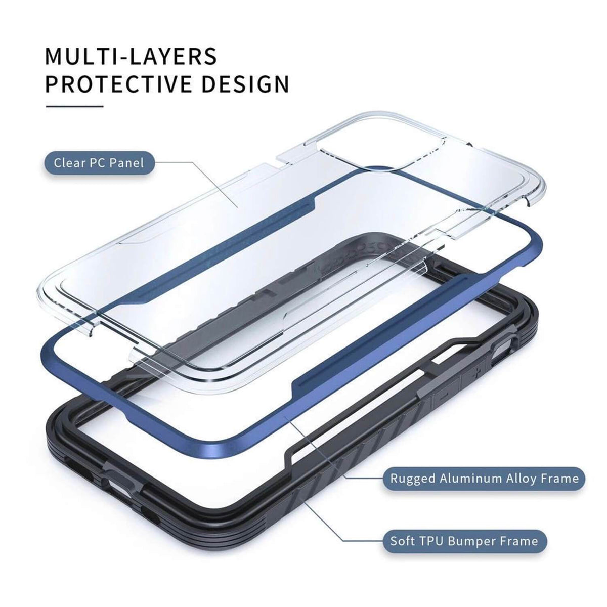 iPhone 12 / iPhone 12 Pro Case Tough On Iron Shield Blue