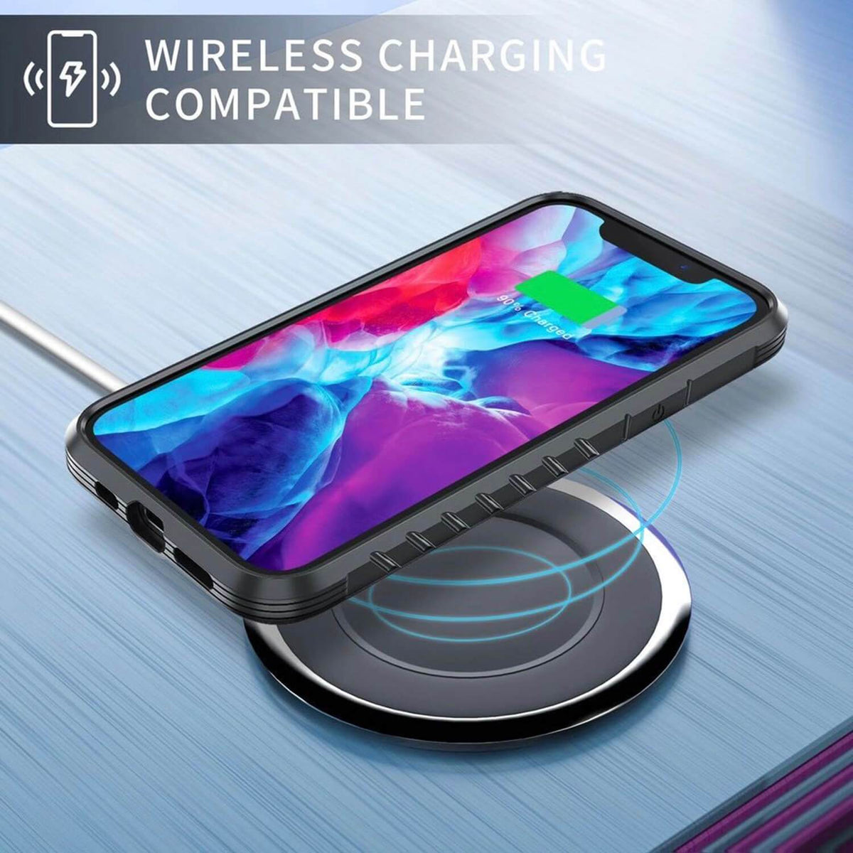 iPhone 12 / iPhone 12 Pro Case Tough On Iron Shield Blue