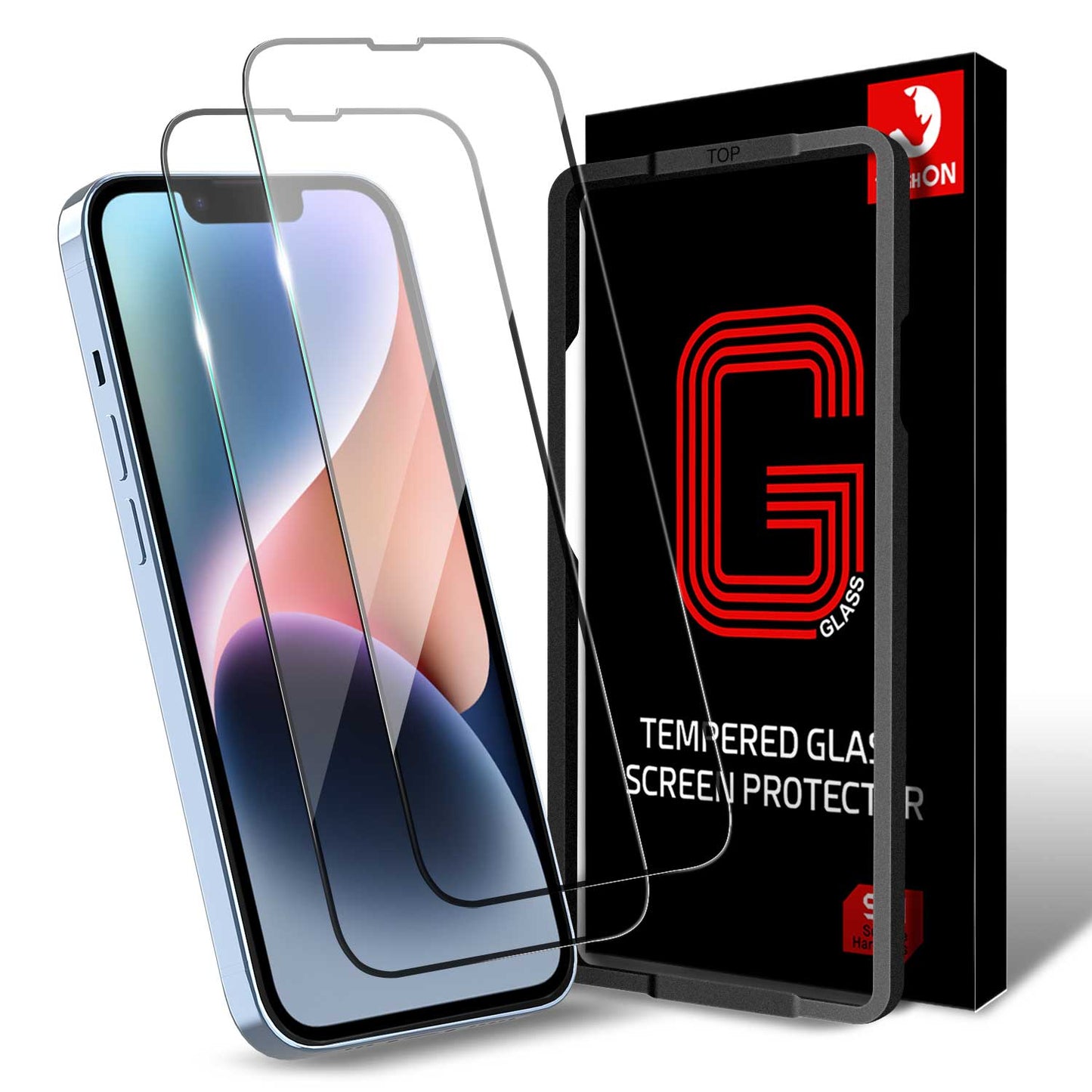 Tough On iPhone 14 Full Tempered Glass Screen Protector 2 Pack