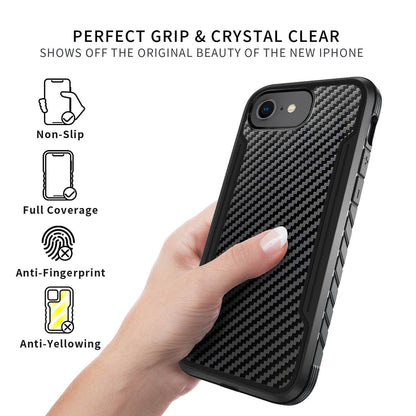 Tough On iPhone SE 2022 & 2020 / 8 / 7 / 6 Case Iron Shield Carbon Fiber Black