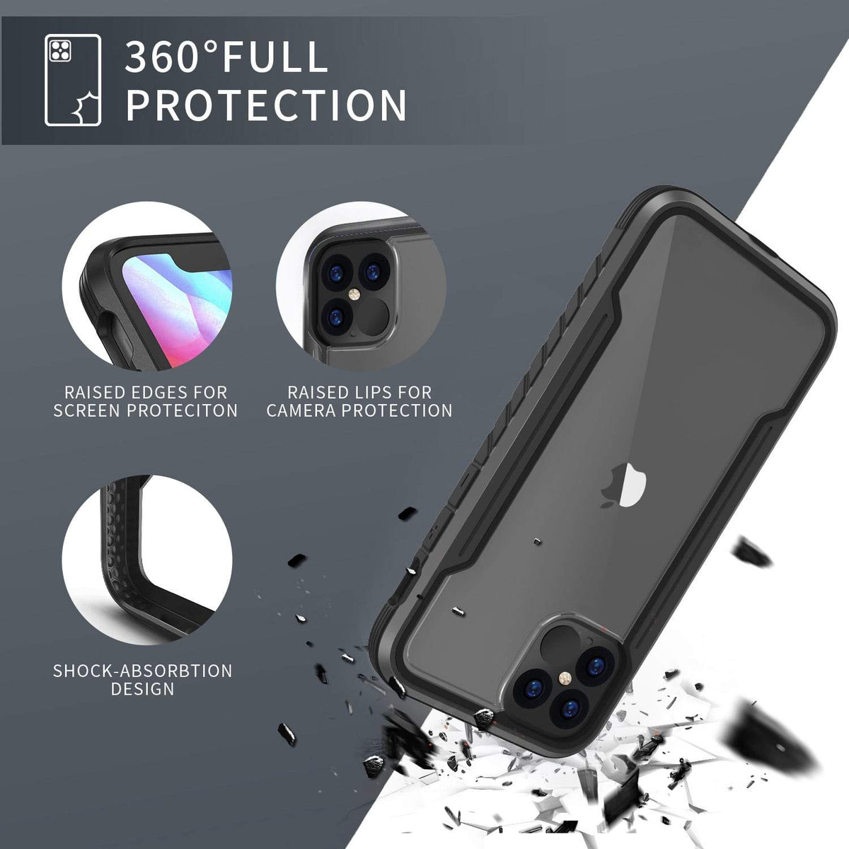 iPhone 12 / iPhone 12 Pro Case Tough On Iron Shield Black