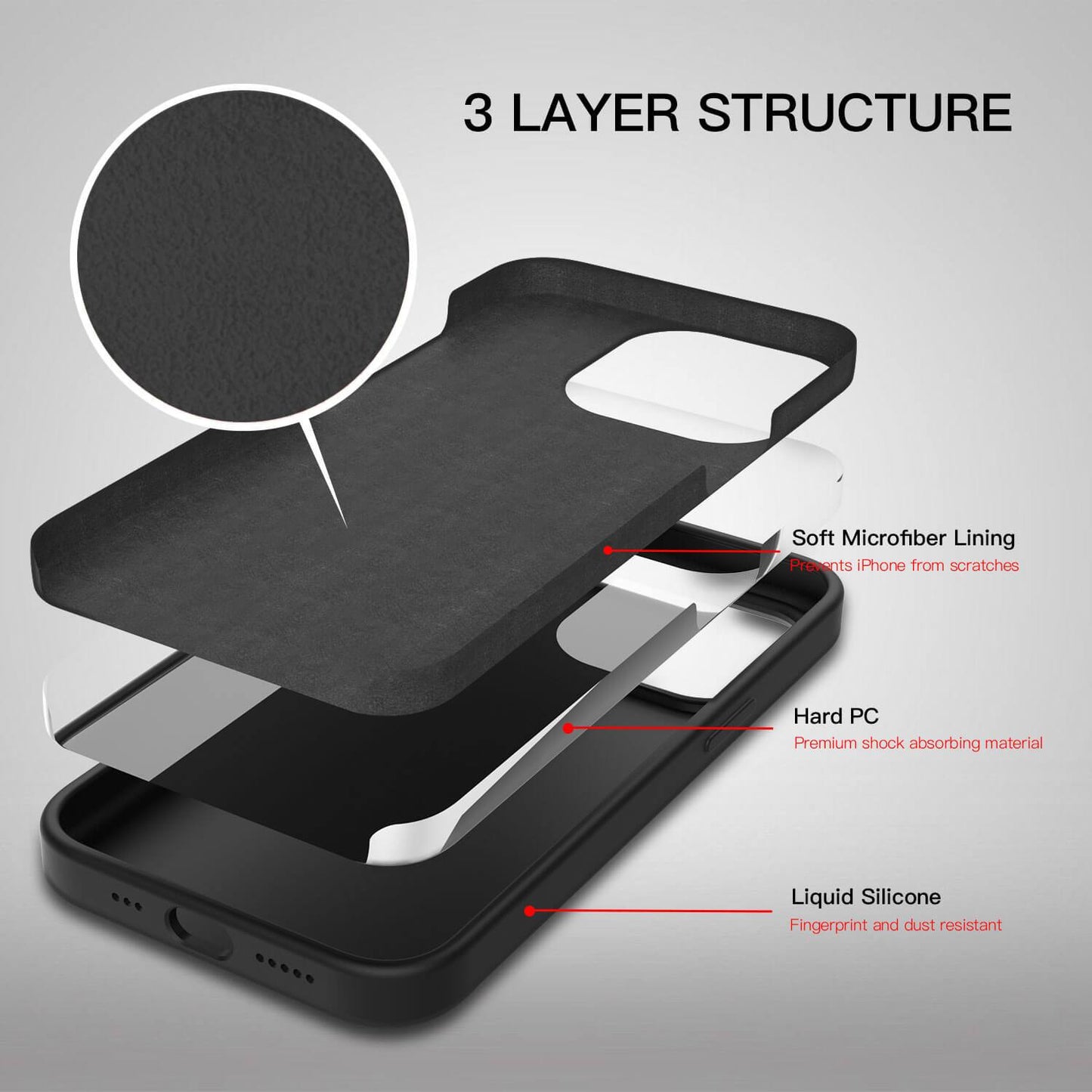 Tough On iPhone 13 Pro Case Strong Liquid Silicone Case Black