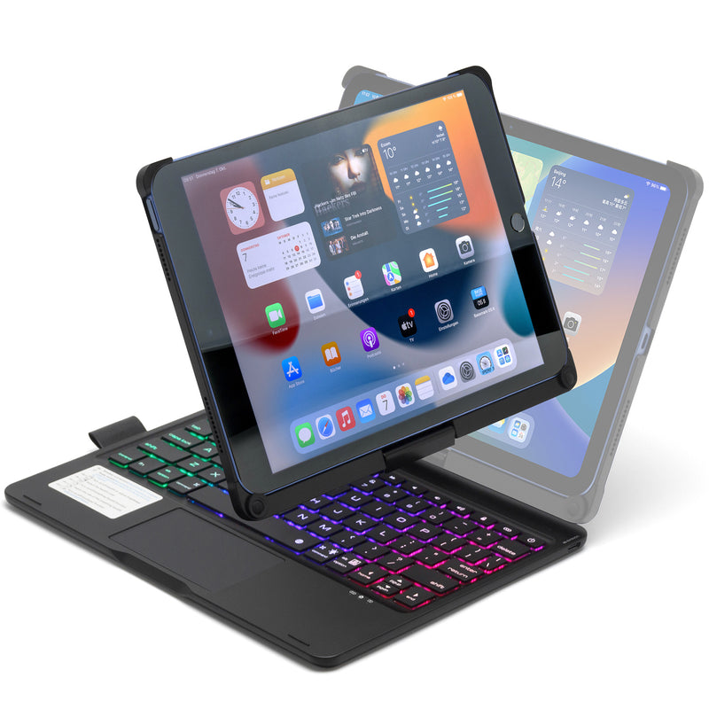 Tough On iPad 9 / 8 / 7th Gen 10.2 inch Case Bluetooth Keyboard Rotatable Cover Black