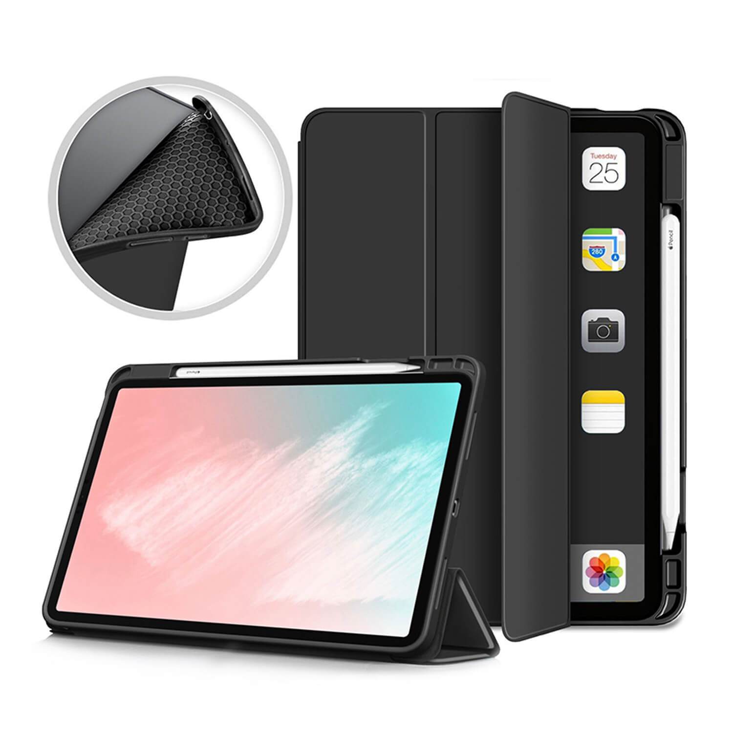 Tough On iPad Air 4 10.9 inch Case YW Smart Soft Black