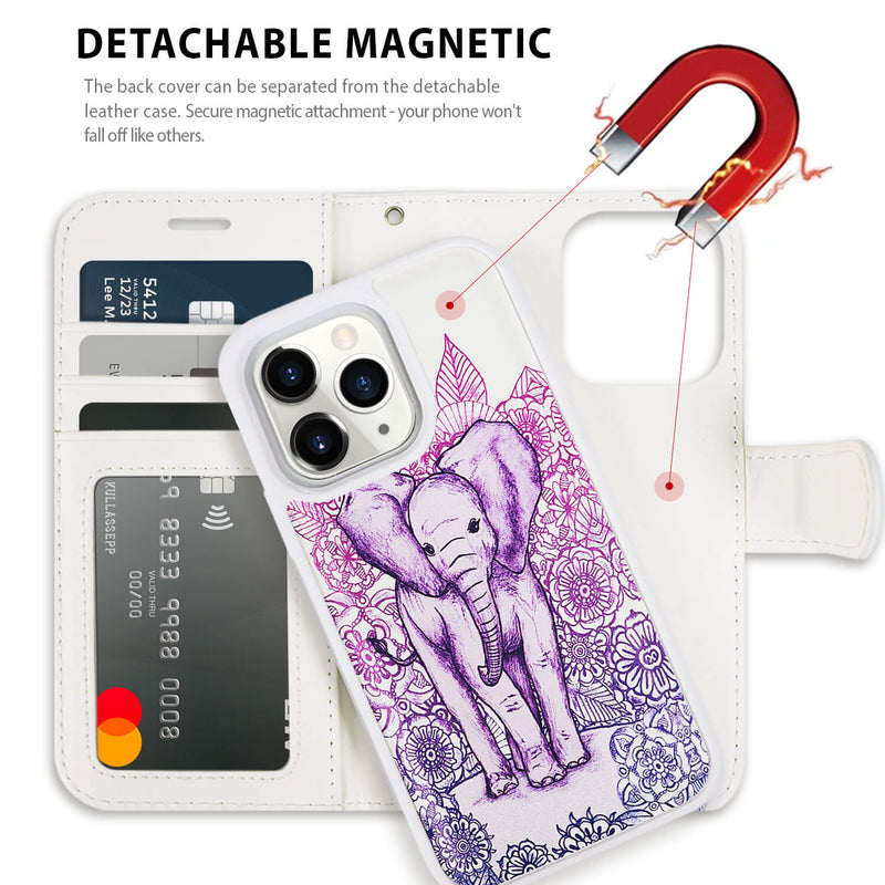 Tough On iPhone 12 Pro Max Case Magnetic Detachable Leather Elephant