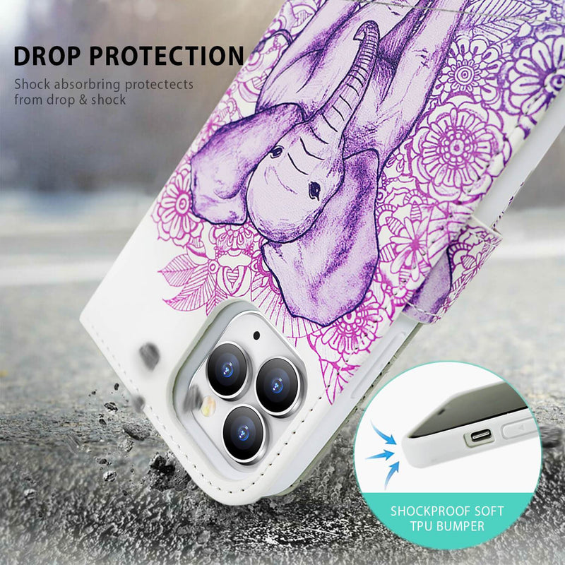 Tough On For iPhone 13 Pro Max Case Magnetic Detachable Leather Elephant - Toughonstore