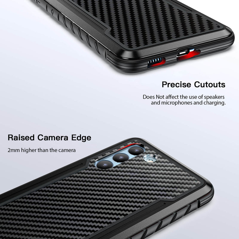 Tough On Samsung Galaxy S21 Case Iron Shield Carbon Fiber Black