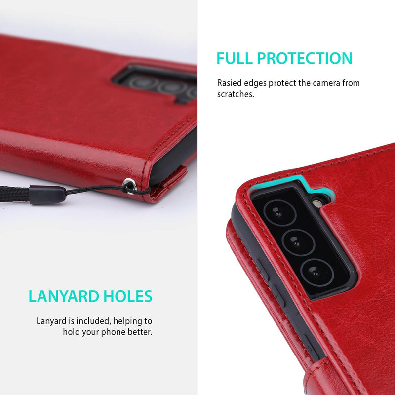 Tough On Samsung Galaxy S21 Plus Leather Case Red