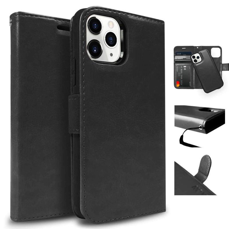 Tough On iPhone 12 Pro Max Case Detachable Leather Black