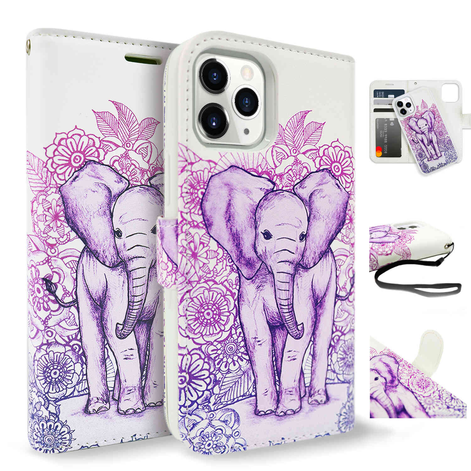 Tough On For iPhone 12 / iPhone 12 Pro Case Detachable Leather Elephant
