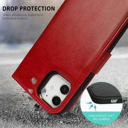 iPhone 12 / iPhone 12 Pro Case Tough On Detachable Leather Wine Red